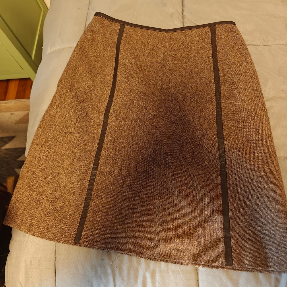 Vintage Pendleton Brown A-Line Skirt with Dark Trim